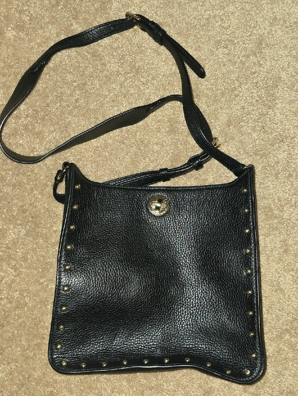 Michael Kors Black Leather Stud Trim Crossbody Bag